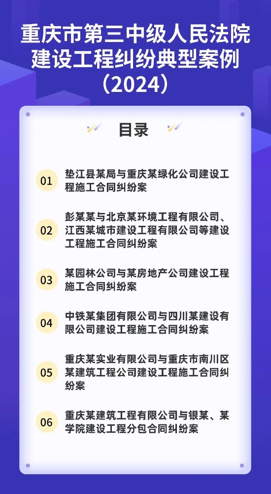 重庆市第三中级人民法院建设工程纠纷典型案例（2024）